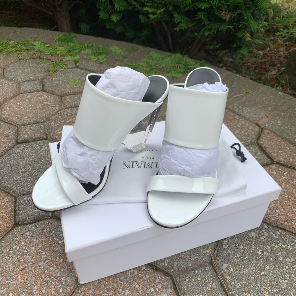 BALMAIN clear heel slide sandal